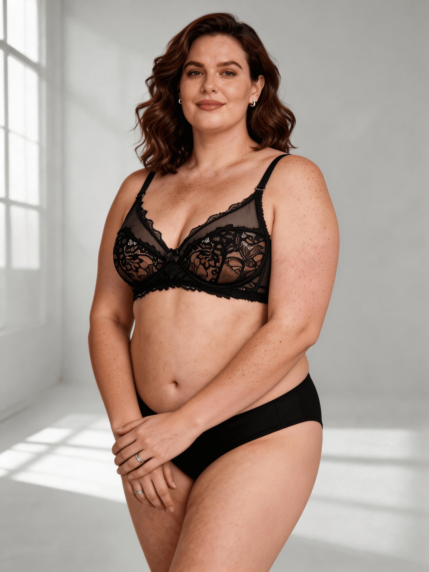 Women's Plus Size Ultra-Thin Net-Like Lace Push Up Bra Elegant Intimate