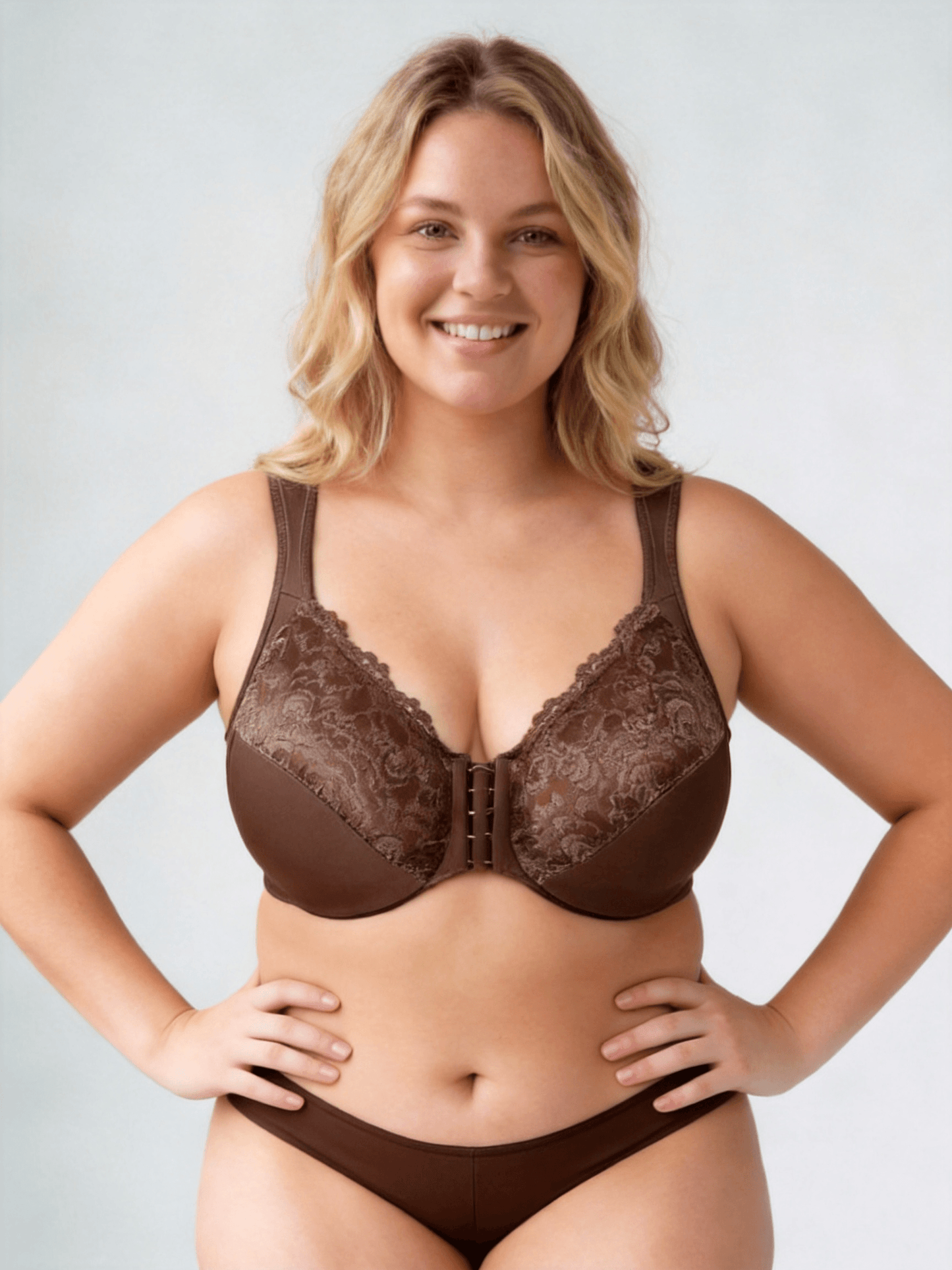 Plus Size Front Closure Full Coverage Seamless Women's Bra With Underwire Support