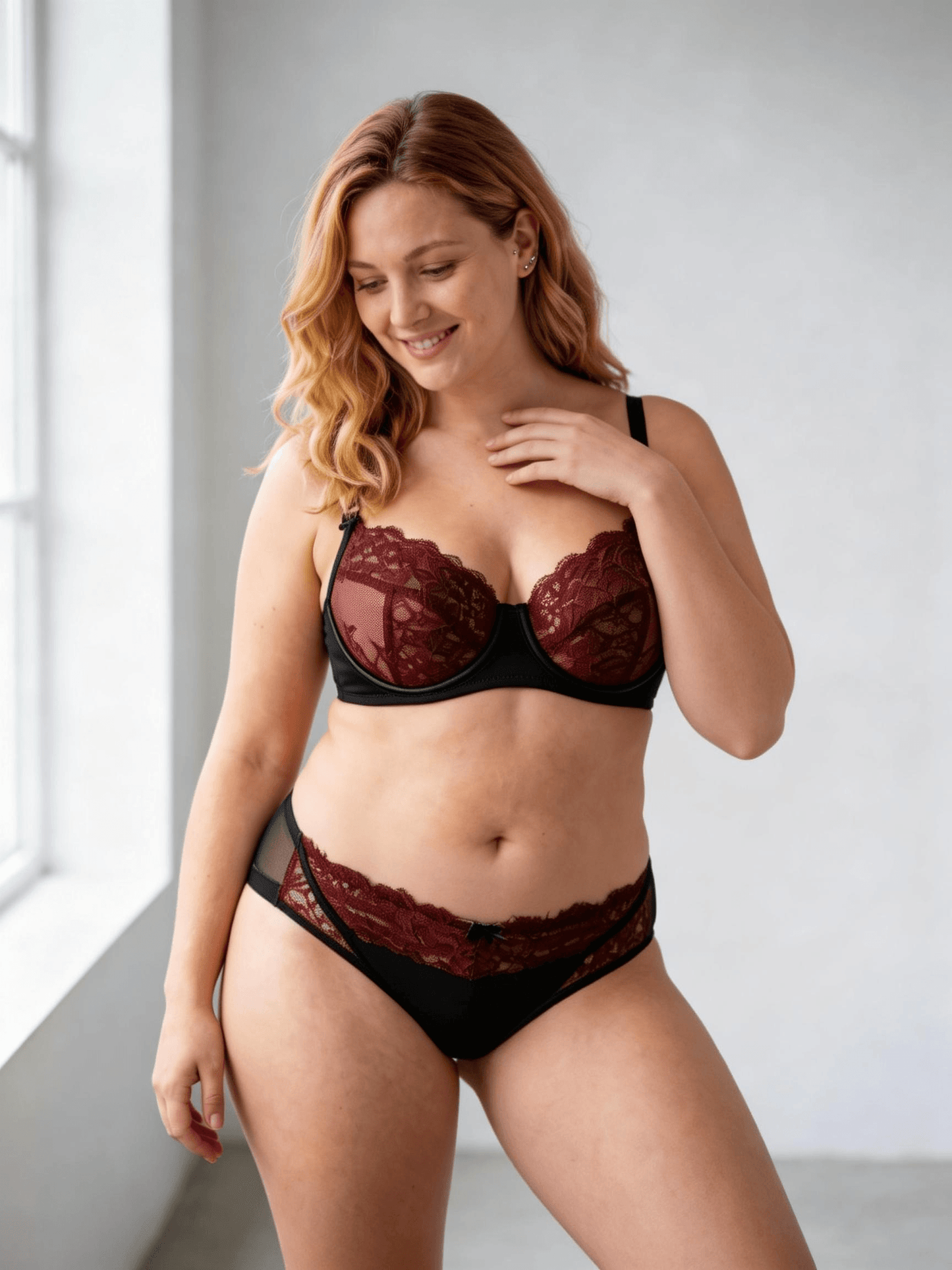 Elegant Style Lace Net-Like Push Up Bra Set for Women