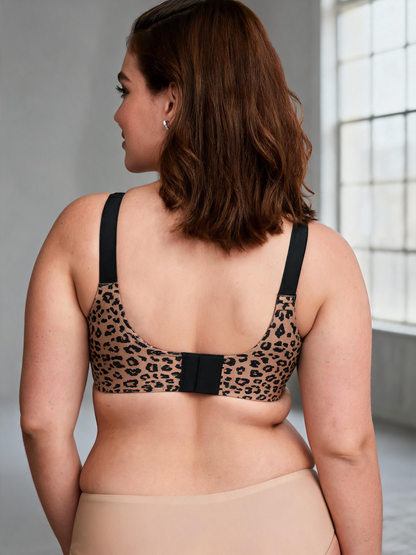 Leopard Print Plus Size Jelly Gel Thin Seamless Wireless Bra