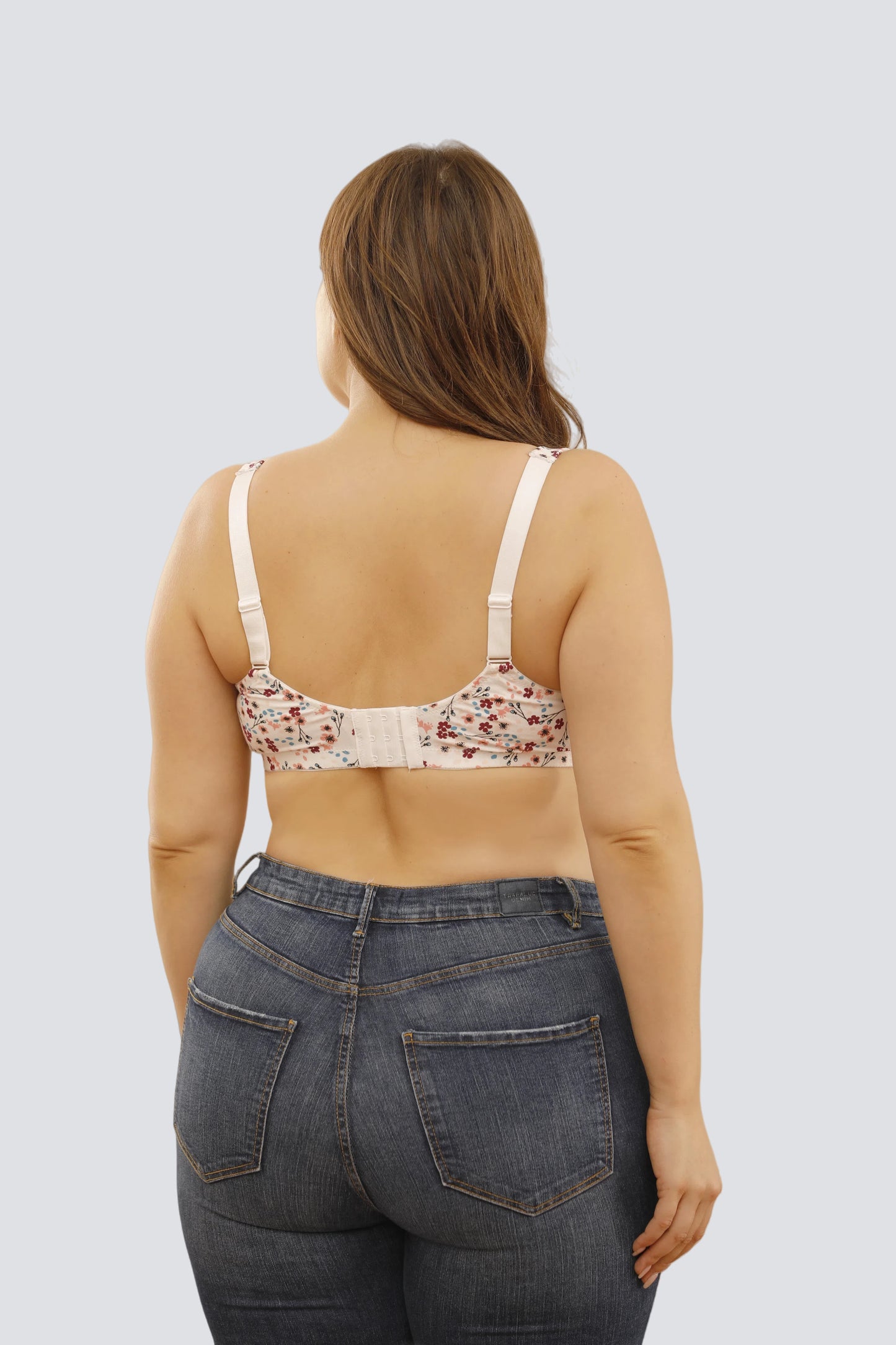 Plus Size Floral Underwire Full-Coverage Bra with Breathable Cotton