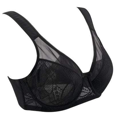 Plus Size Underwire Thin Cup Lace Sheer Bra