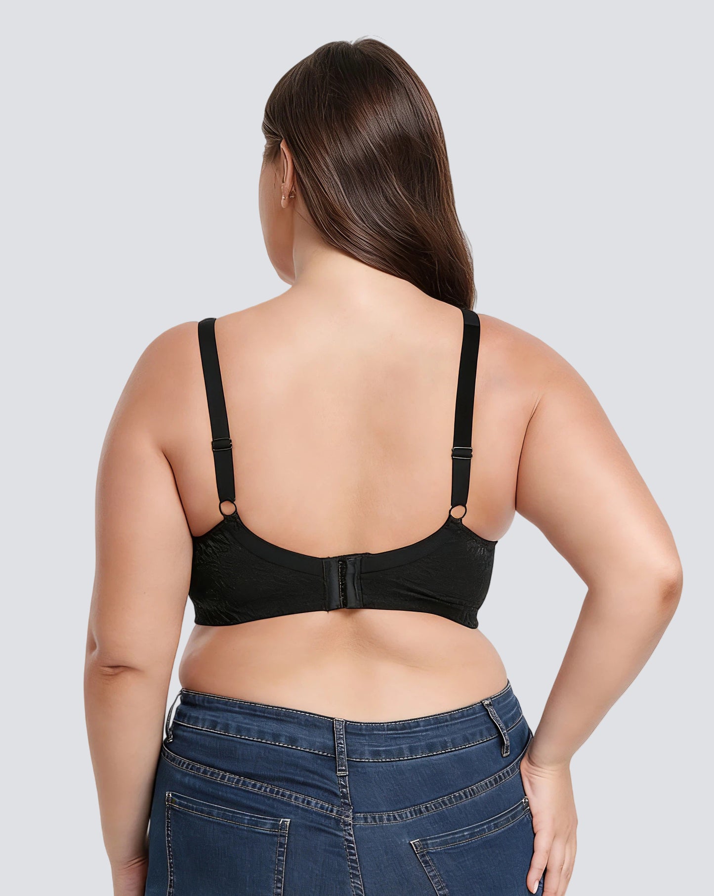 Plus Size Embroidered Full-Coverage Wireless Bra with Lift Support