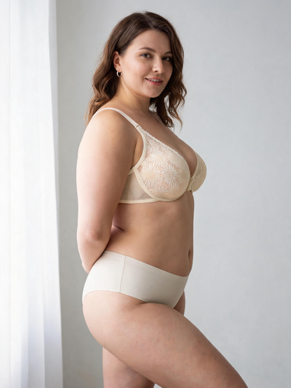 Ultra-Thin Lace Bra With Underwire Plus Size Minimizing