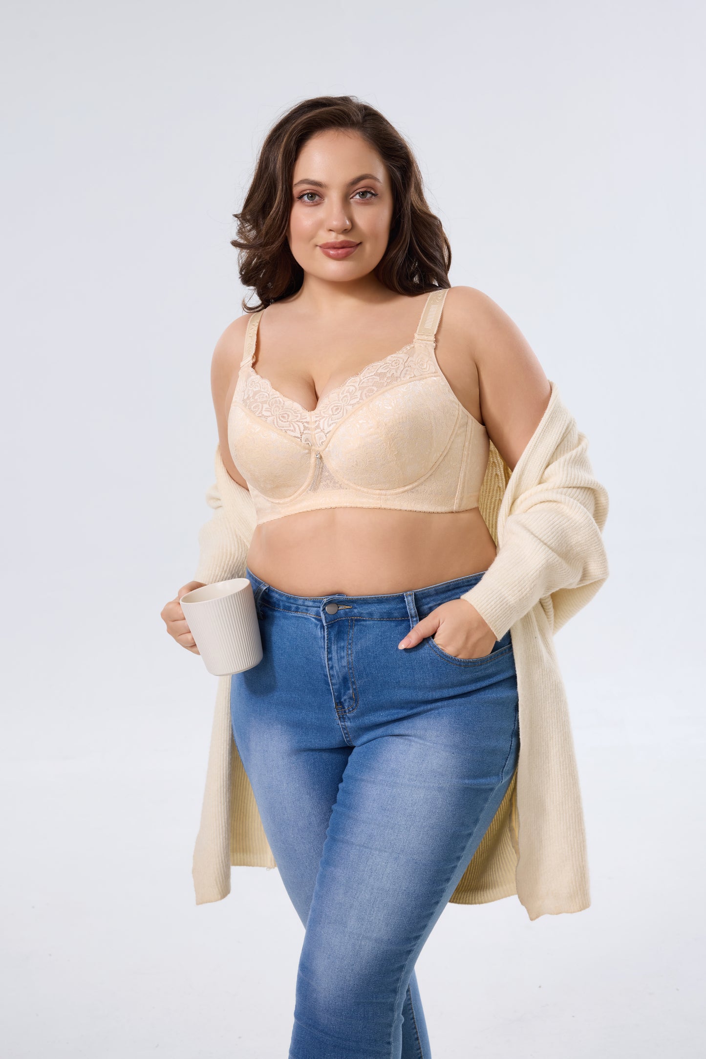 Wireless Full Coverage Lace Support Bra