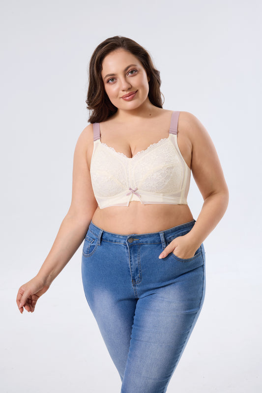 Breathable Full-Coverage Wireless Bra with Cute Bow