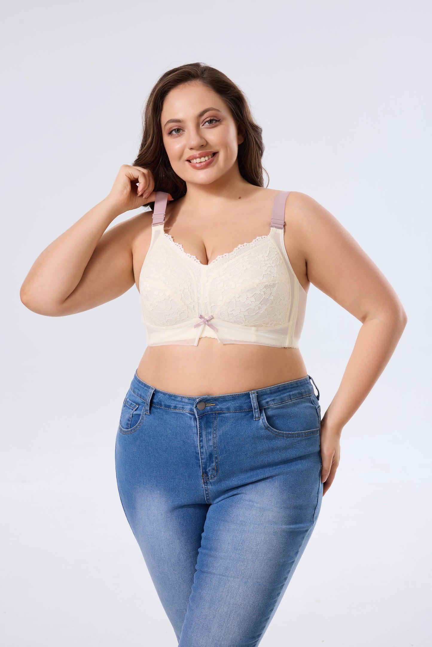 Breathable Full-Coverage Wireless Bra with Cute Bow