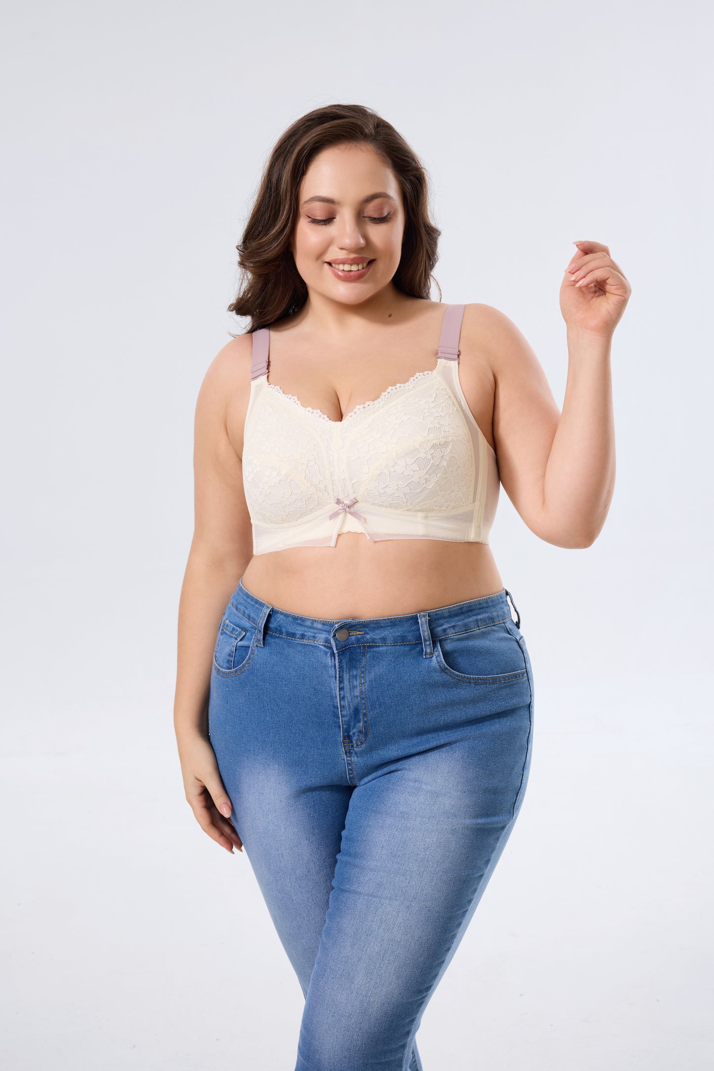 Breathable Full-Coverage Wireless Bra with Cute Bow