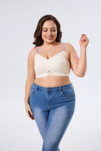 Breathable Full-Coverage Wireless Bra with Cute Bow