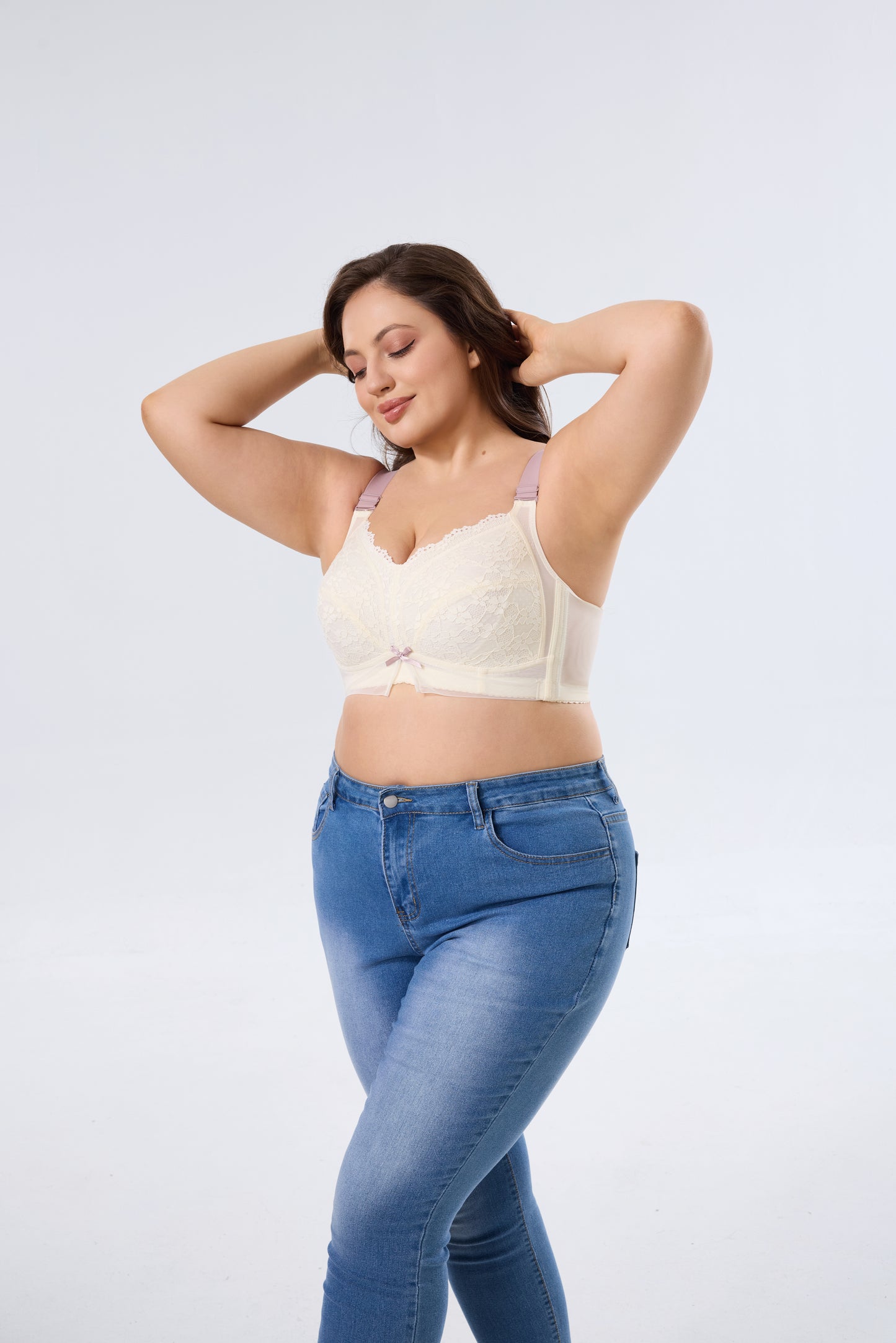 Breathable Full-Coverage Wireless Bra with Cute Bow