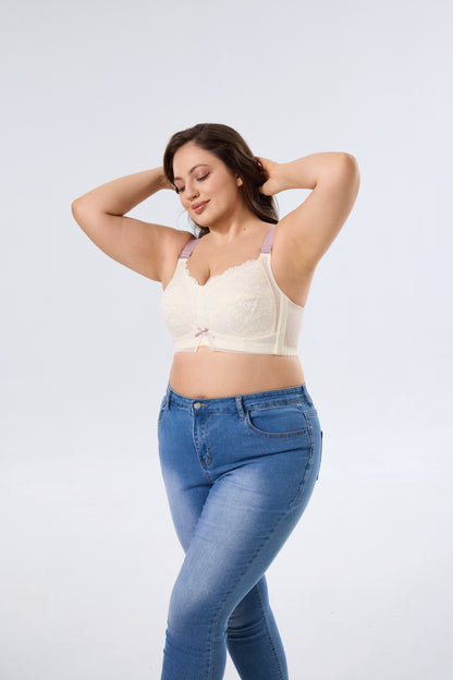Breathable Full-Coverage Wireless Bra with Cute Bow