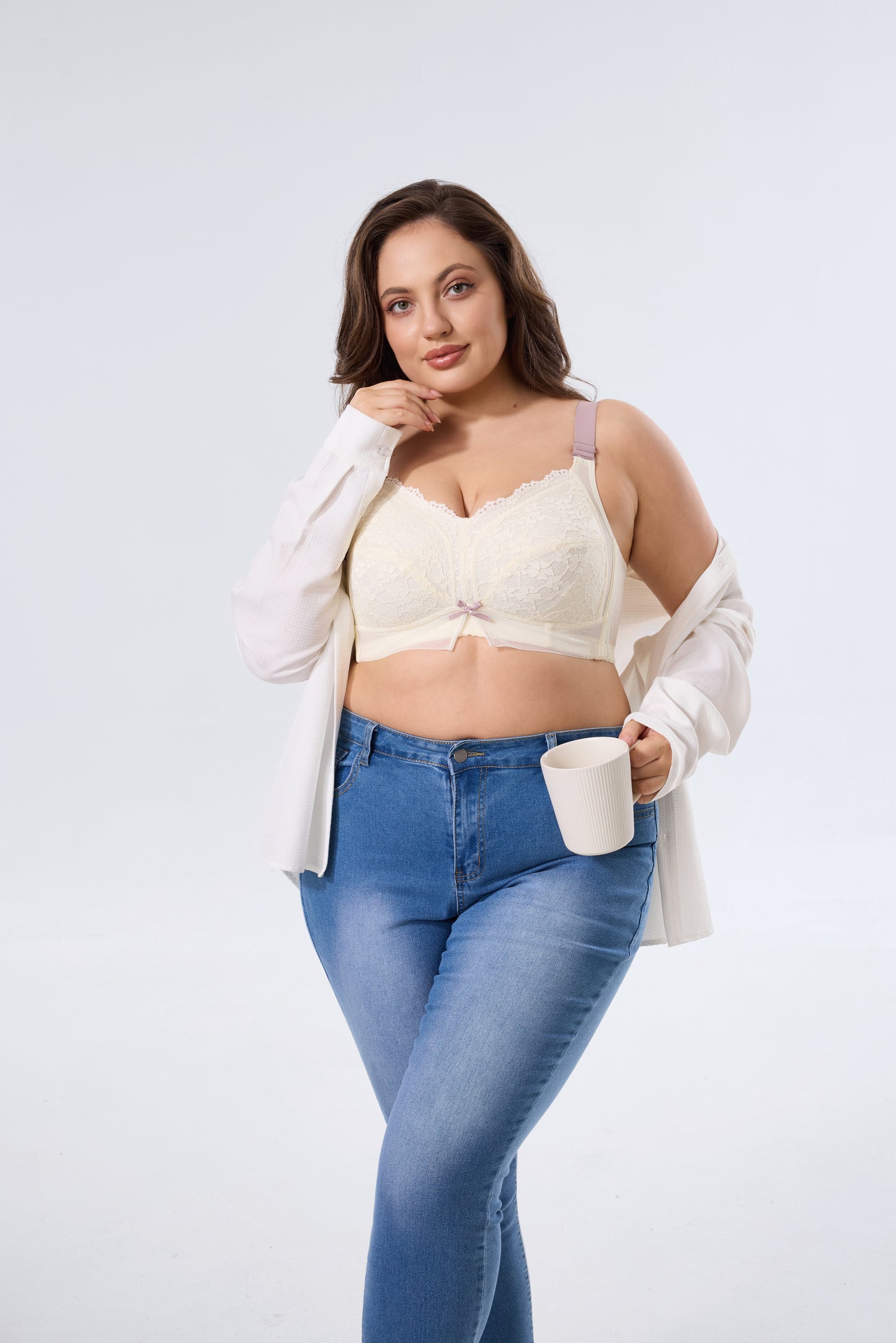 Breathable Full-Coverage Wireless Bra with Cute Bow