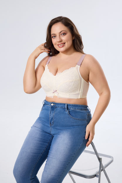 Breathable Full-Coverage Wireless Bra with Cute Bow