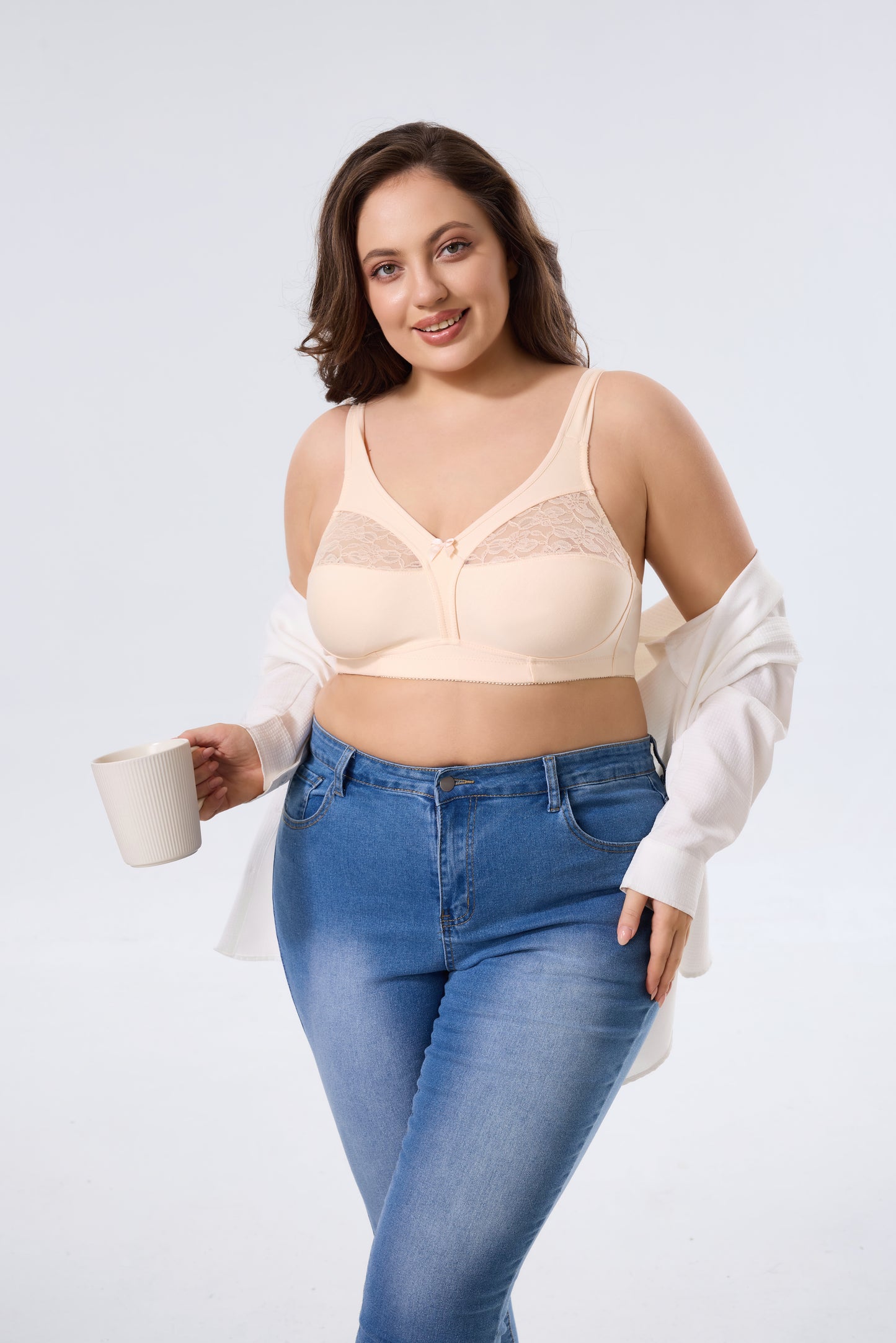 Breathable Mesh Full-Coverage Bra with Wireless Comfortable Lift