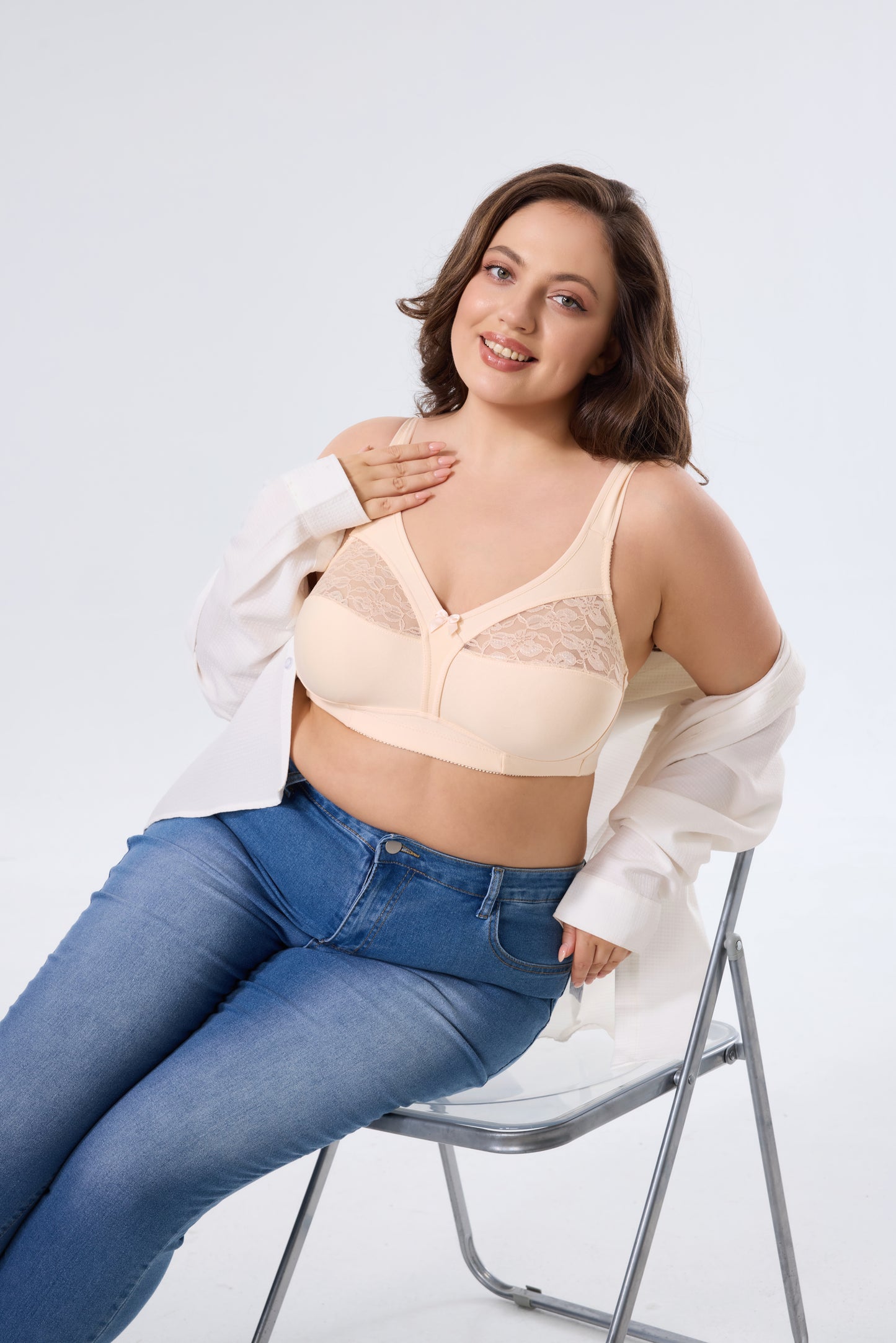 Breathable Mesh Full-Coverage Bra with Wireless Comfortable Lift