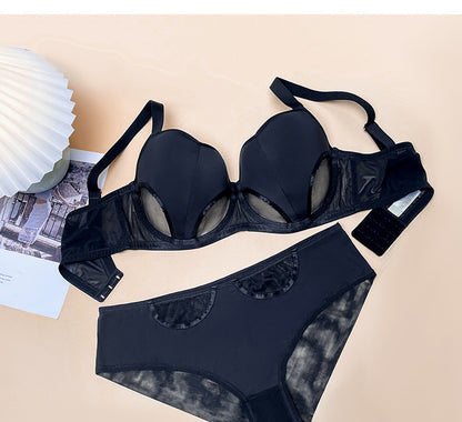 Breathable Minimizer Side Support Plus Size Hollow Out Bra Set