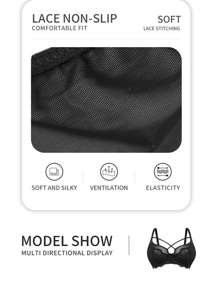 Plus Size Underwire Breathable Jacquard Ultra Thin Bra