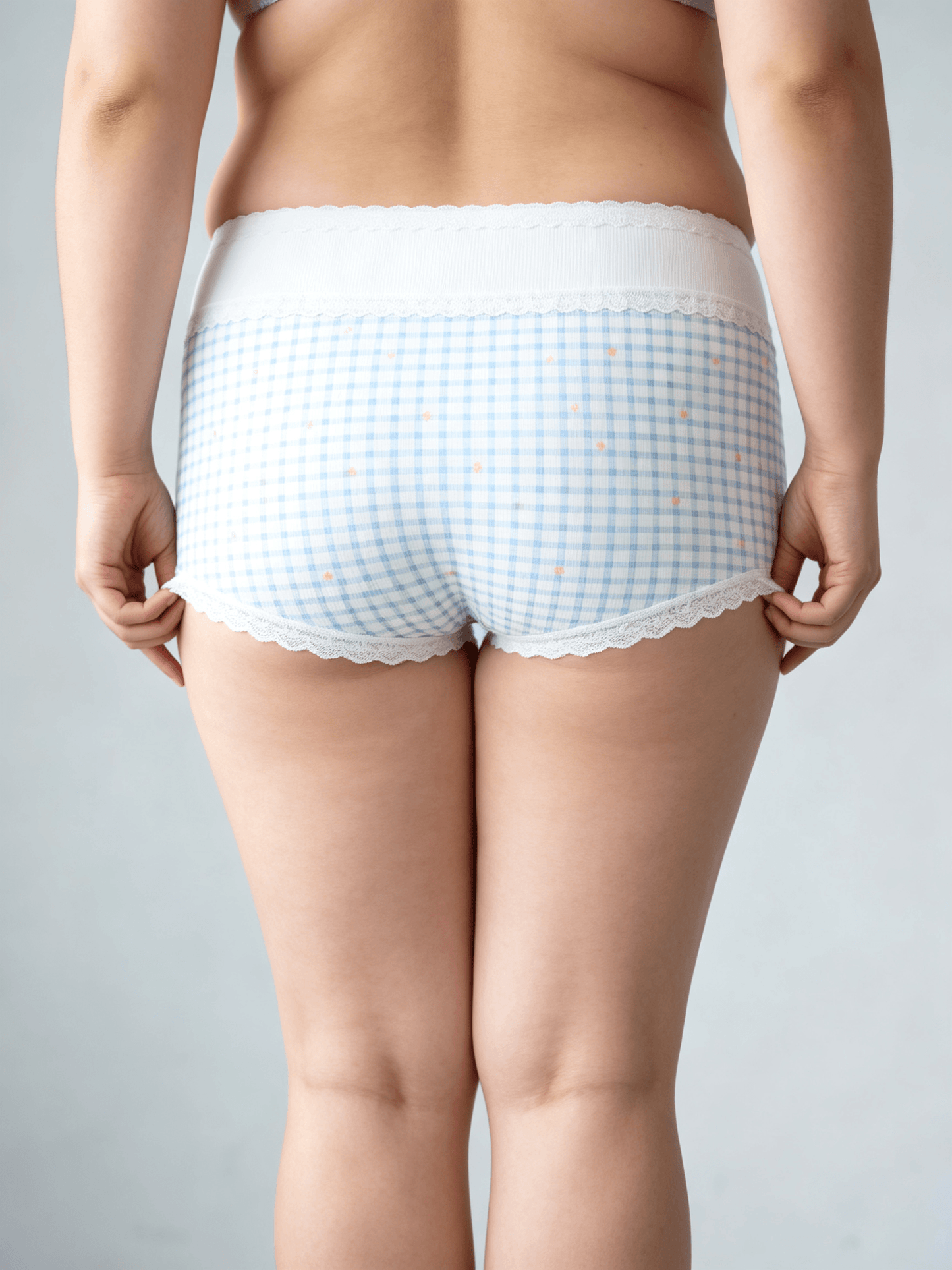 Women‘s High Waist Plus Size Plaid Floral Striped Block Panties