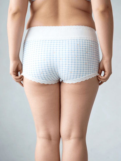 Women‘s High Waist Plus Size Plaid Floral Striped Block Panties