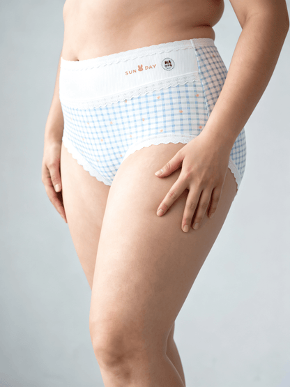 Women‘s High Waist Plus Size Plaid Floral Striped Block Panties