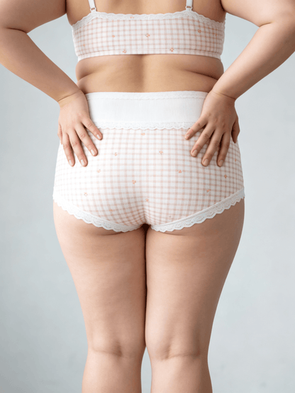 Women‘s High Waist Plus Size Plaid Floral Striped Block Panties