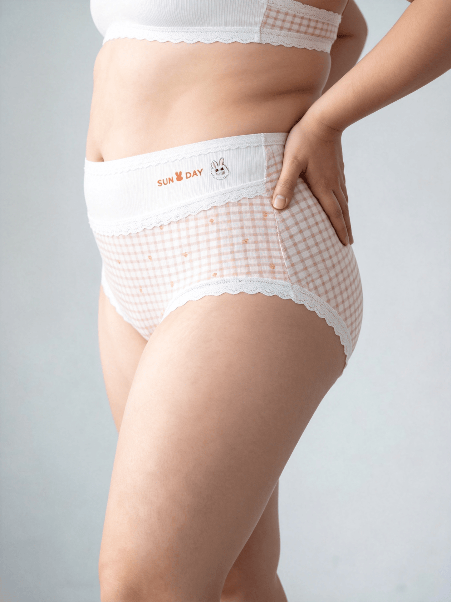 Women‘s High Waist Plus Size Plaid Floral Striped Block Panties
