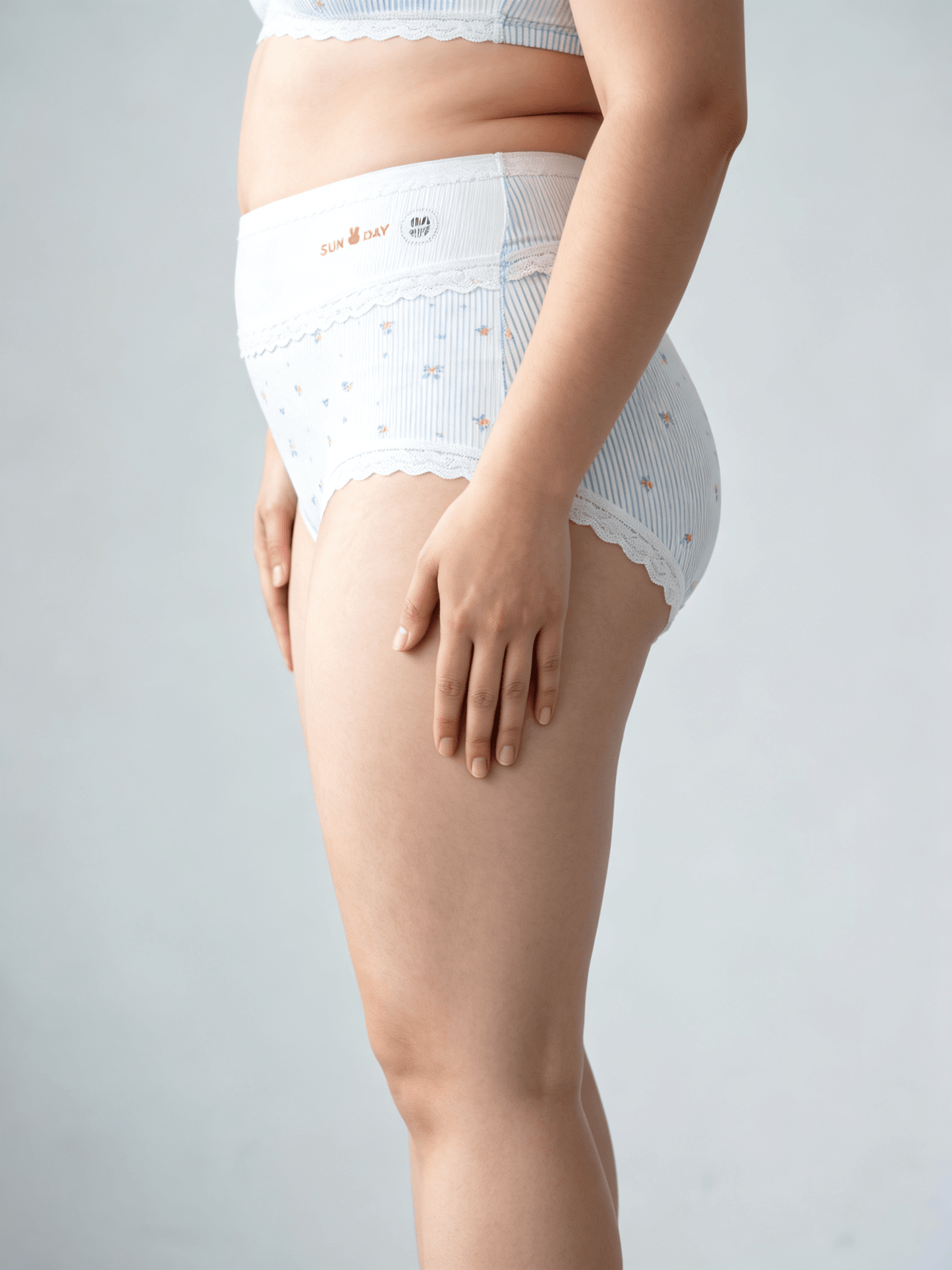 Women‘s High Waist Plus Size Plaid Floral Striped Block Panties