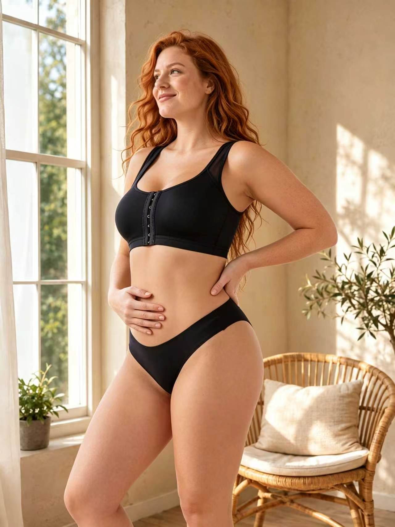 Front‑Closure Sports Back Support Adjustable Yoga Bra