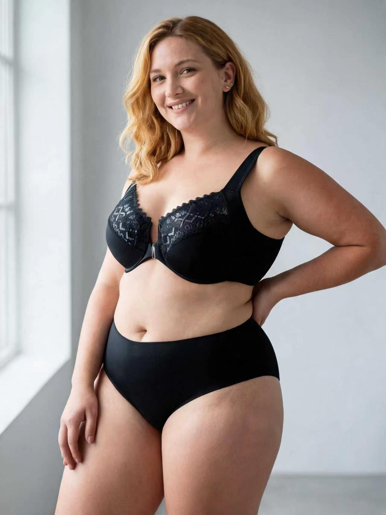 Plus Size Front Closure Wireless Push Up Shaping Bra