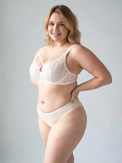 Plus Size Underwire Breathable Jacquard Ultra Thin Bra