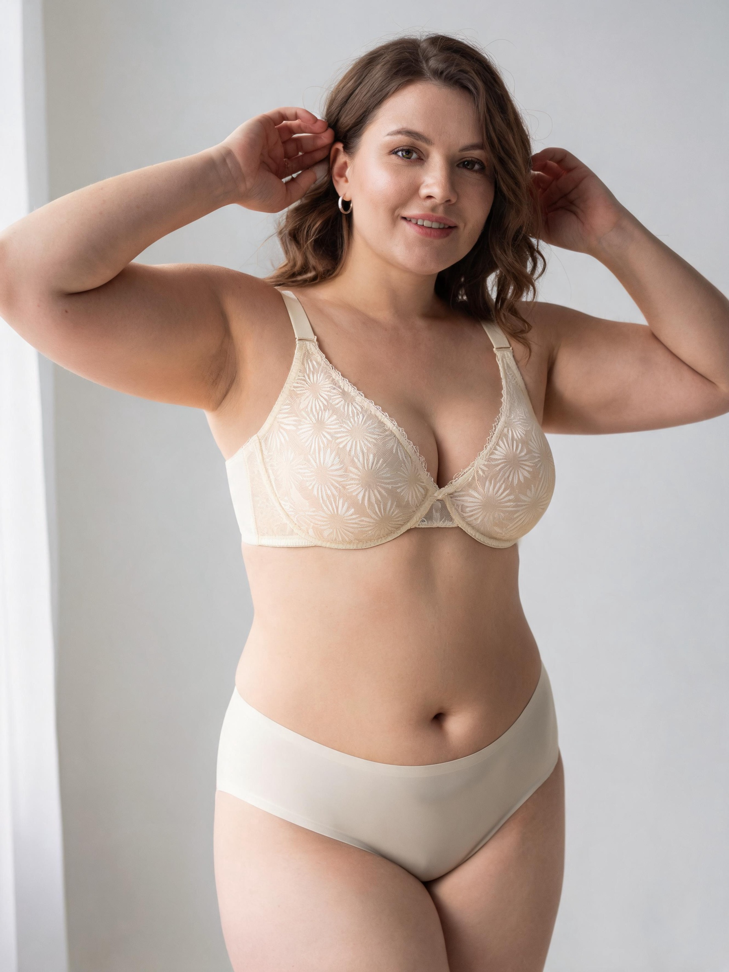 Ultra-Thin Lace Bra With Underwire Plus Size Minimizing