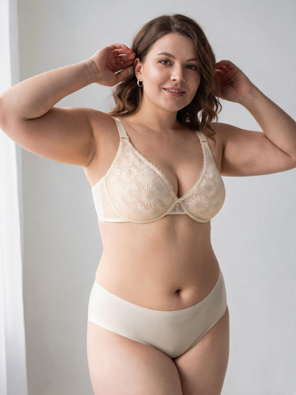 Ultra-Thin Lace Bra With Underwire Plus Size Minimizing