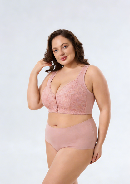 Front-Closure Vest-Style Push-Up Bra with Breathable Comfort Support