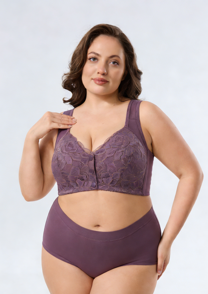 Front-Closure Vest-Style Push-Up Bra with Breathable Comfort Support