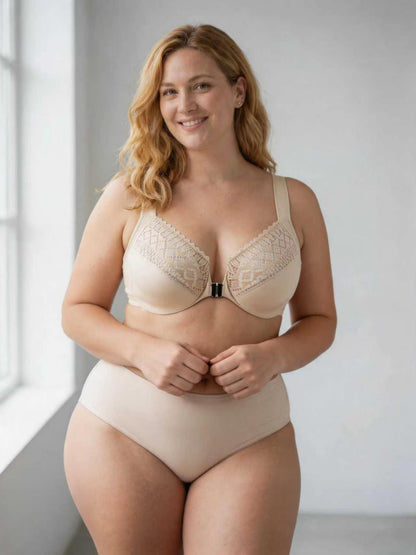 Plus Size Front Closure Wireless Push Up Shaping Bra