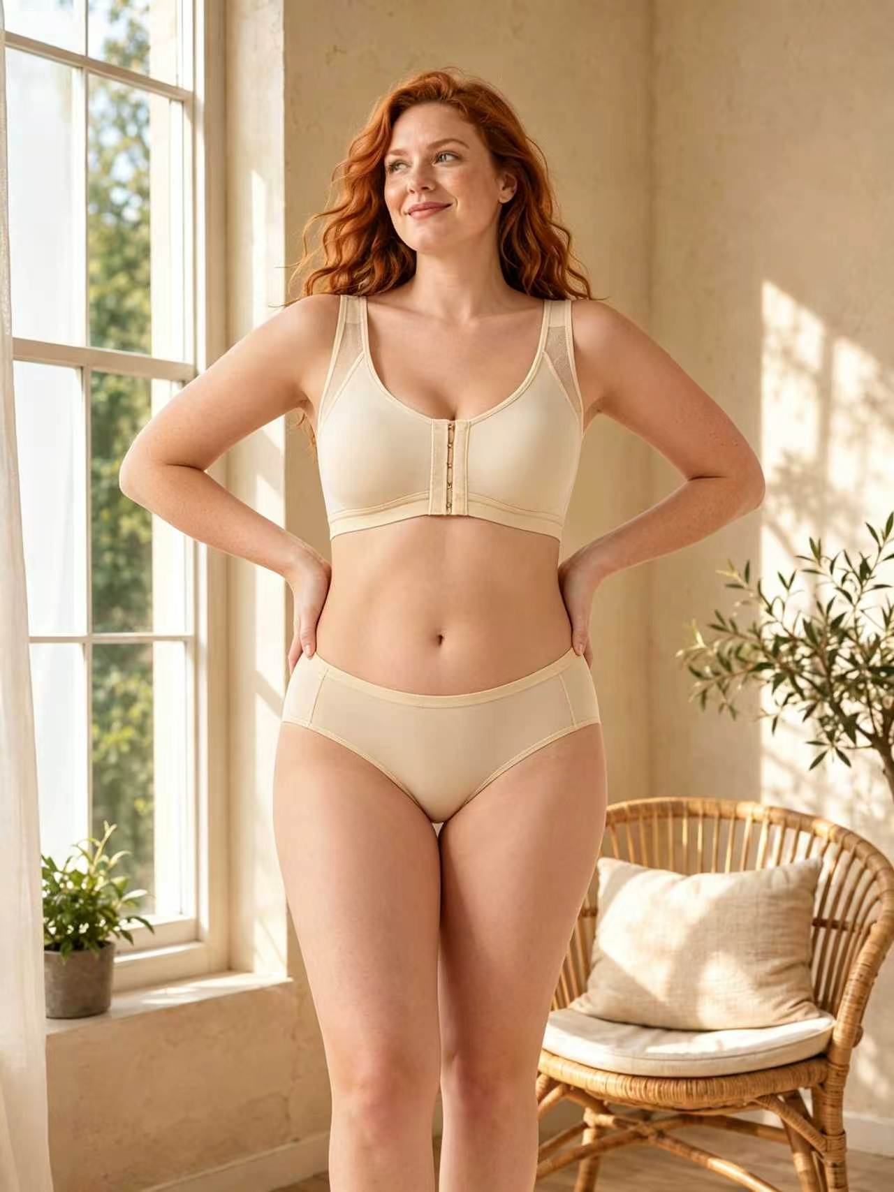 Front‑Closure Sports Back Support Adjustable Yoga Bra