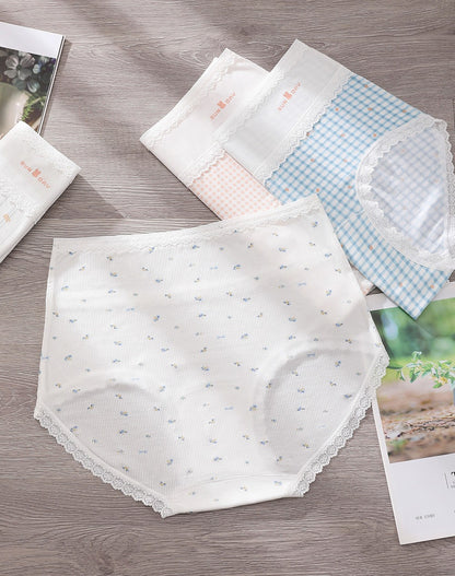 Women‘s High Waist Plus Size Plaid Floral Striped Block Panties