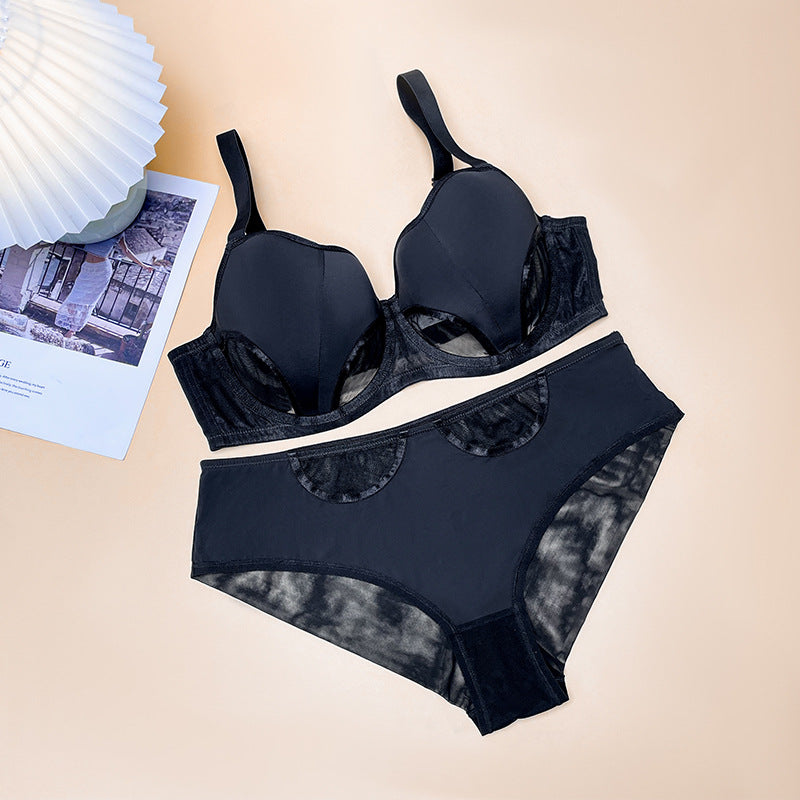 Breathable Minimizer Side Support Plus Size Hollow Out Bra Set