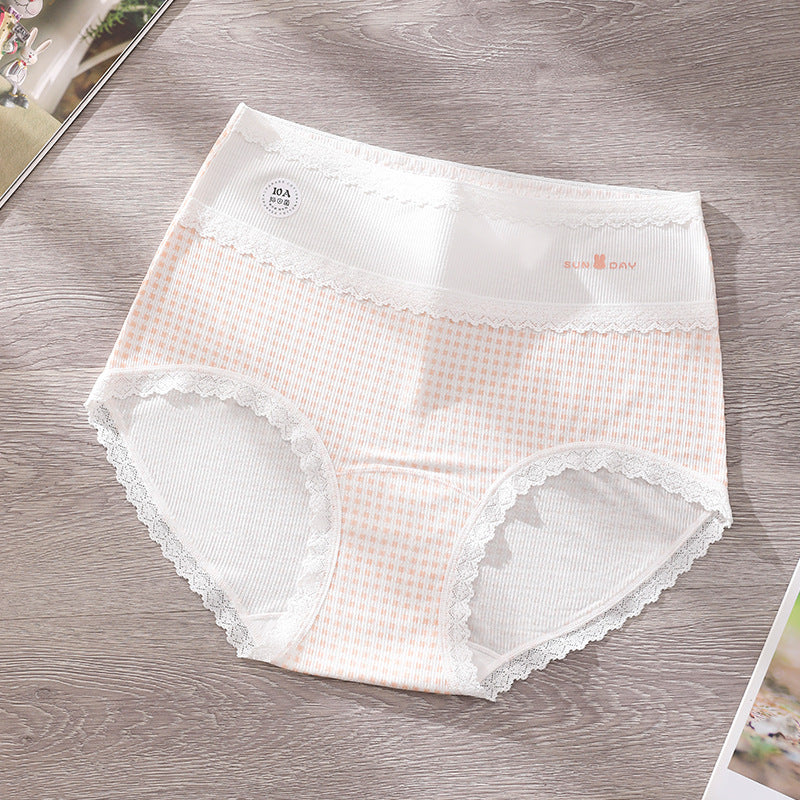 Women‘s High Waist Plus Size Plaid Floral Striped Block Panties