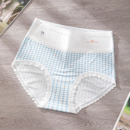 Women‘s High Waist Plus Size Plaid Floral Striped Block Panties