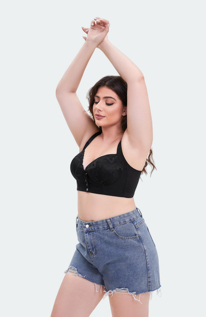 Lace Vest-Style Front-Closure Bra with Breathable Lift