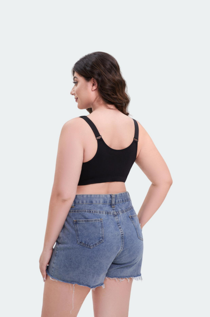Lace Vest-Style Front-Closure Bra with Breathable Lift
