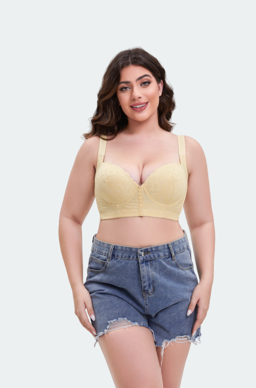 Lace Vest-Style Front-Closure Bra with Breathable Lift