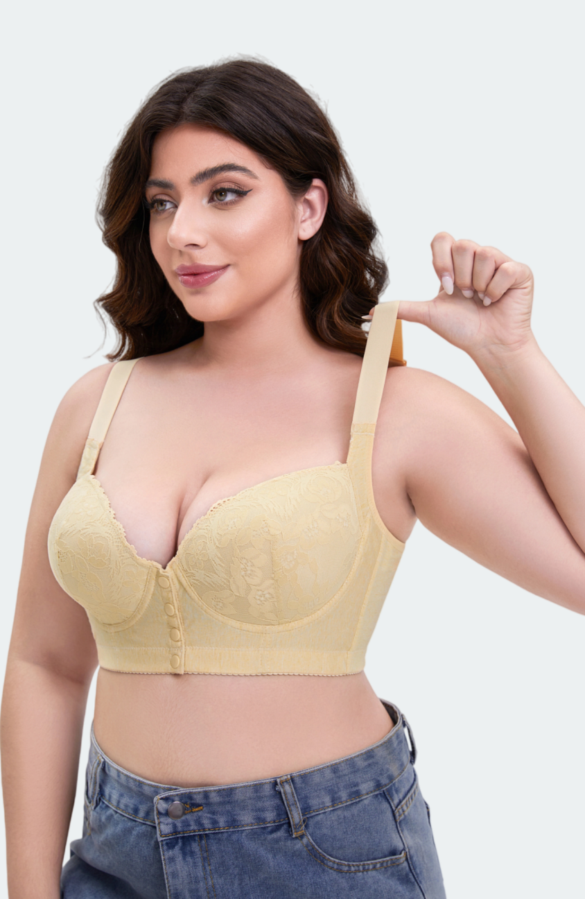 Lace Vest-Style Front-Closure Bra with Breathable Lift