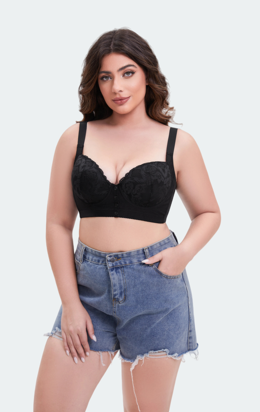 Lace Vest-Style Front-Closure Bra with Breathable Lift