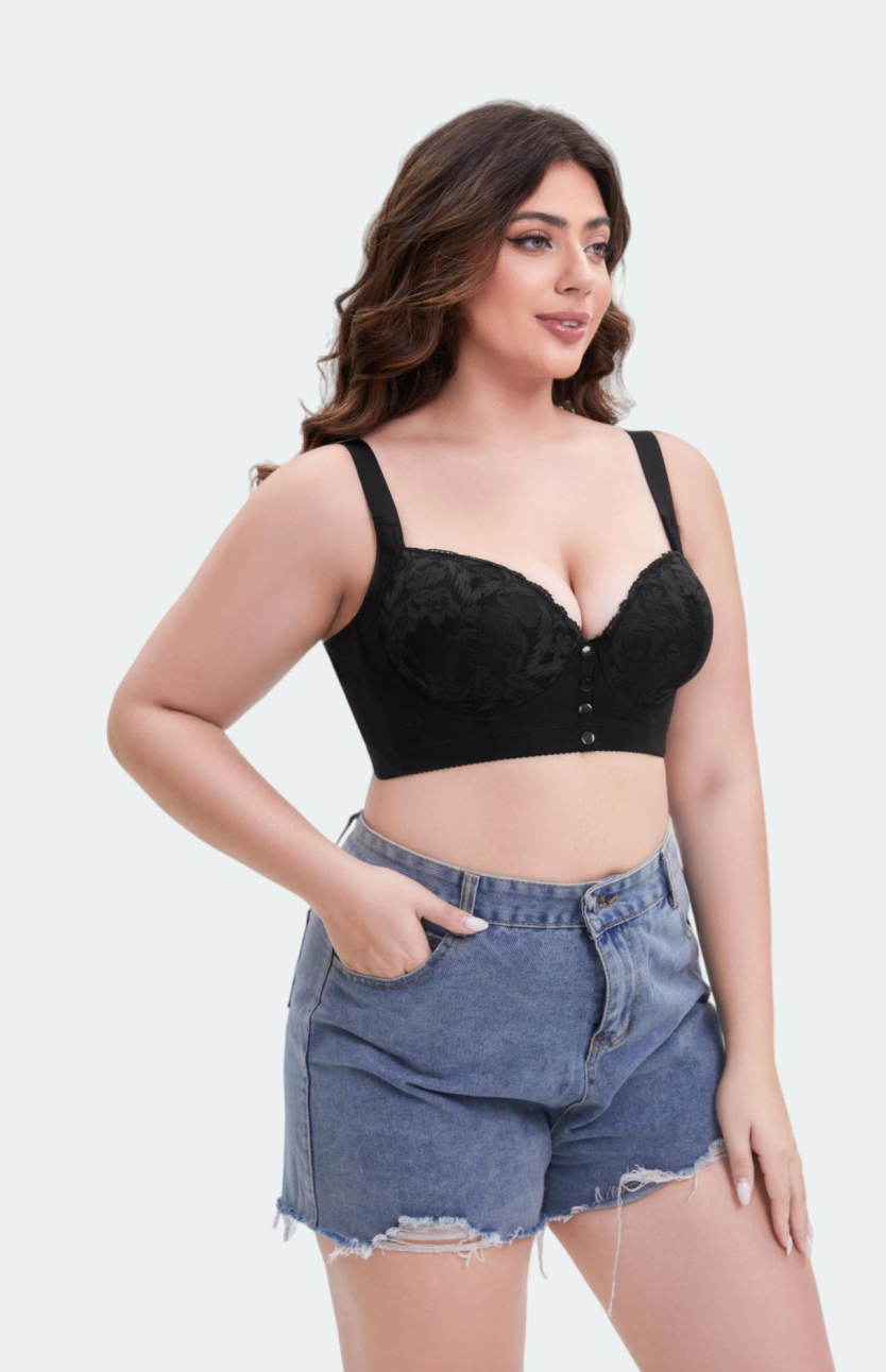 Lace Vest-Style Front-Closure Bra with Breathable Lift