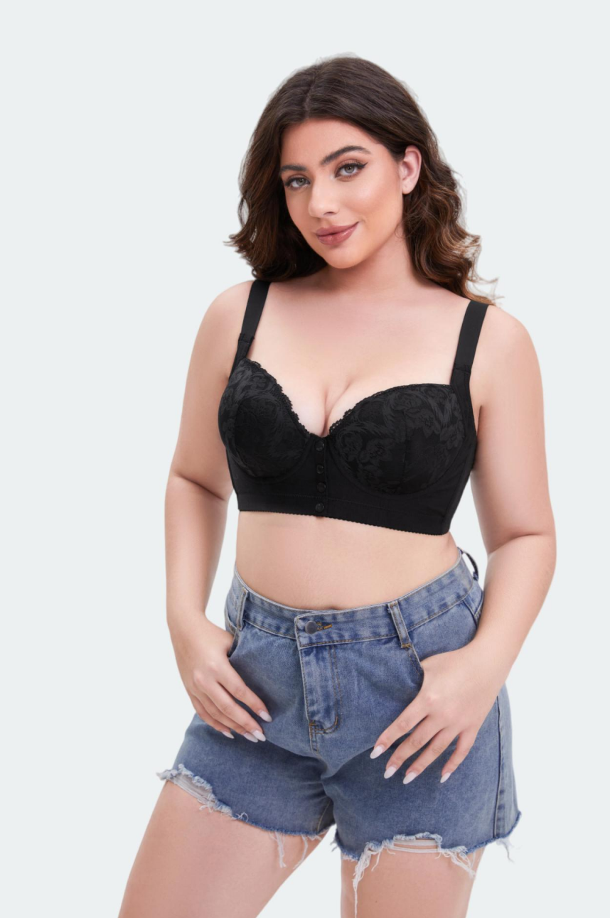 Lace Vest-Style Front-Closure Bra with Breathable Lift