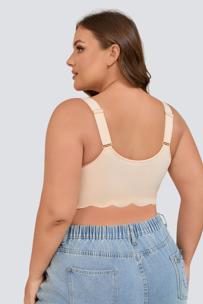 Plus Size Lace Front-Closure Underwire Bra with Soft Shaping Support