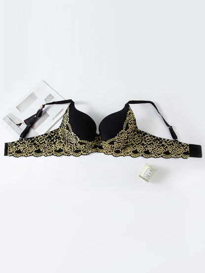 D-G Cups Plus Size Underwire Push Up Lace Bra, Back Smoothing & Minimizer