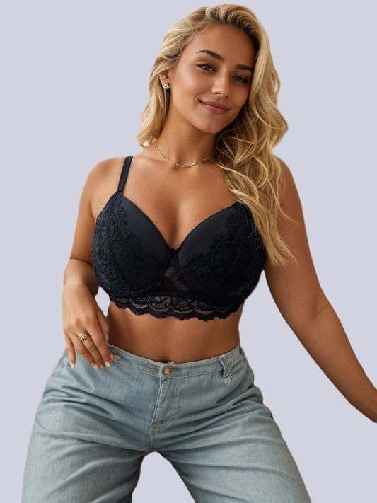 plus size beauty back bra, soft lace, underwire support, push up shape, breathable and comfortable for daily wear.